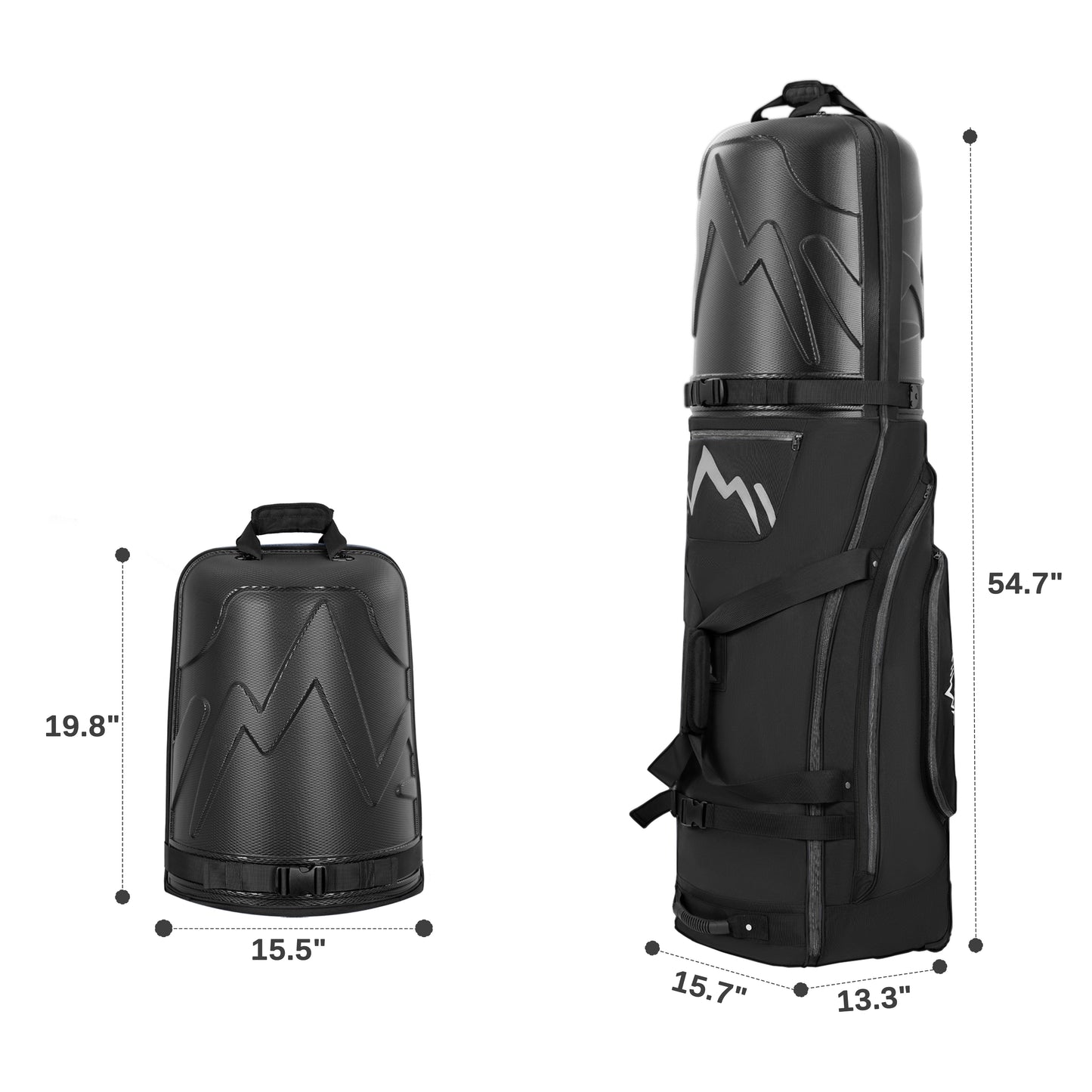 Golf Travel Bag for Airlines with Wheels-Deep Black