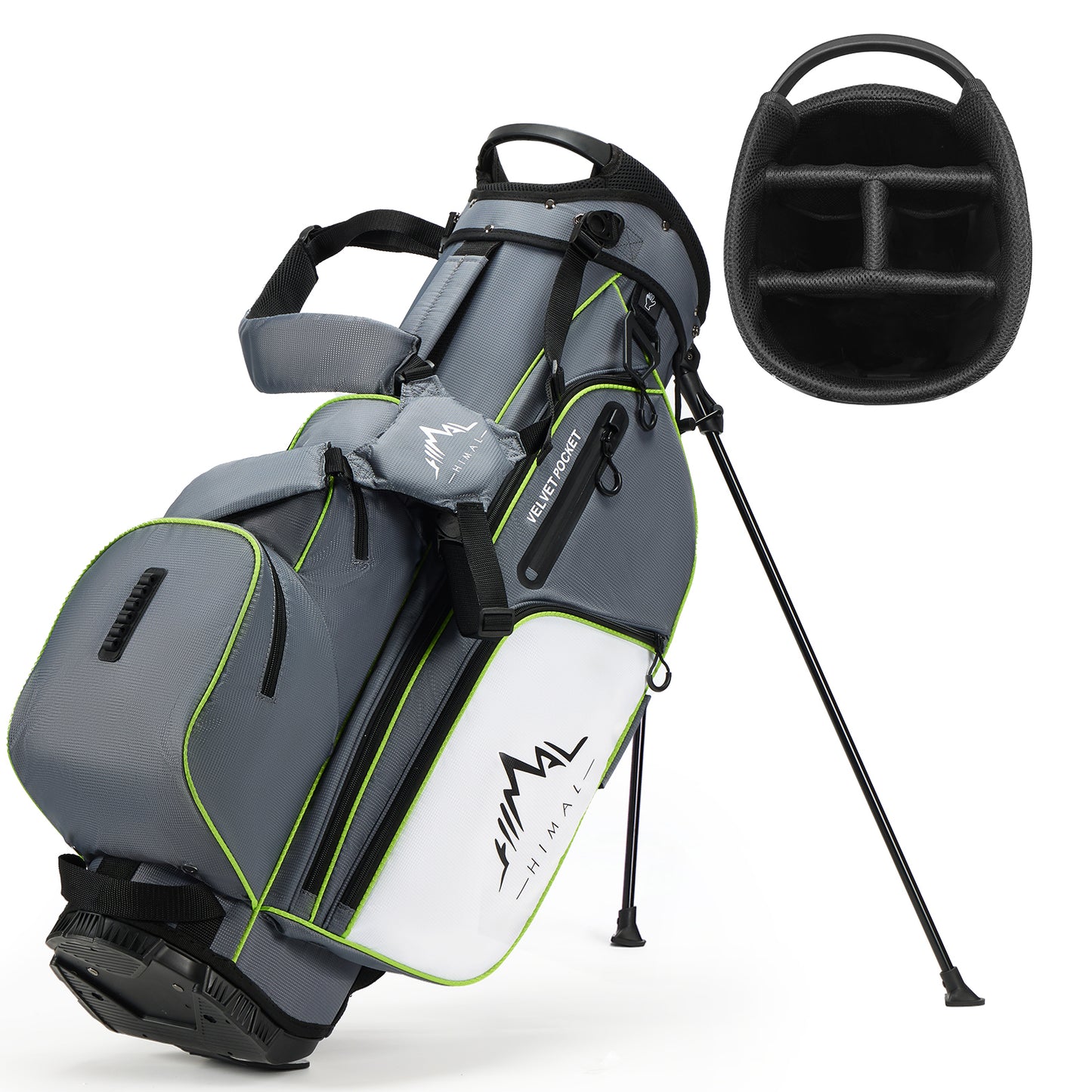 4-Way Full-Length Golf Stand Bag-Steel Gray-White