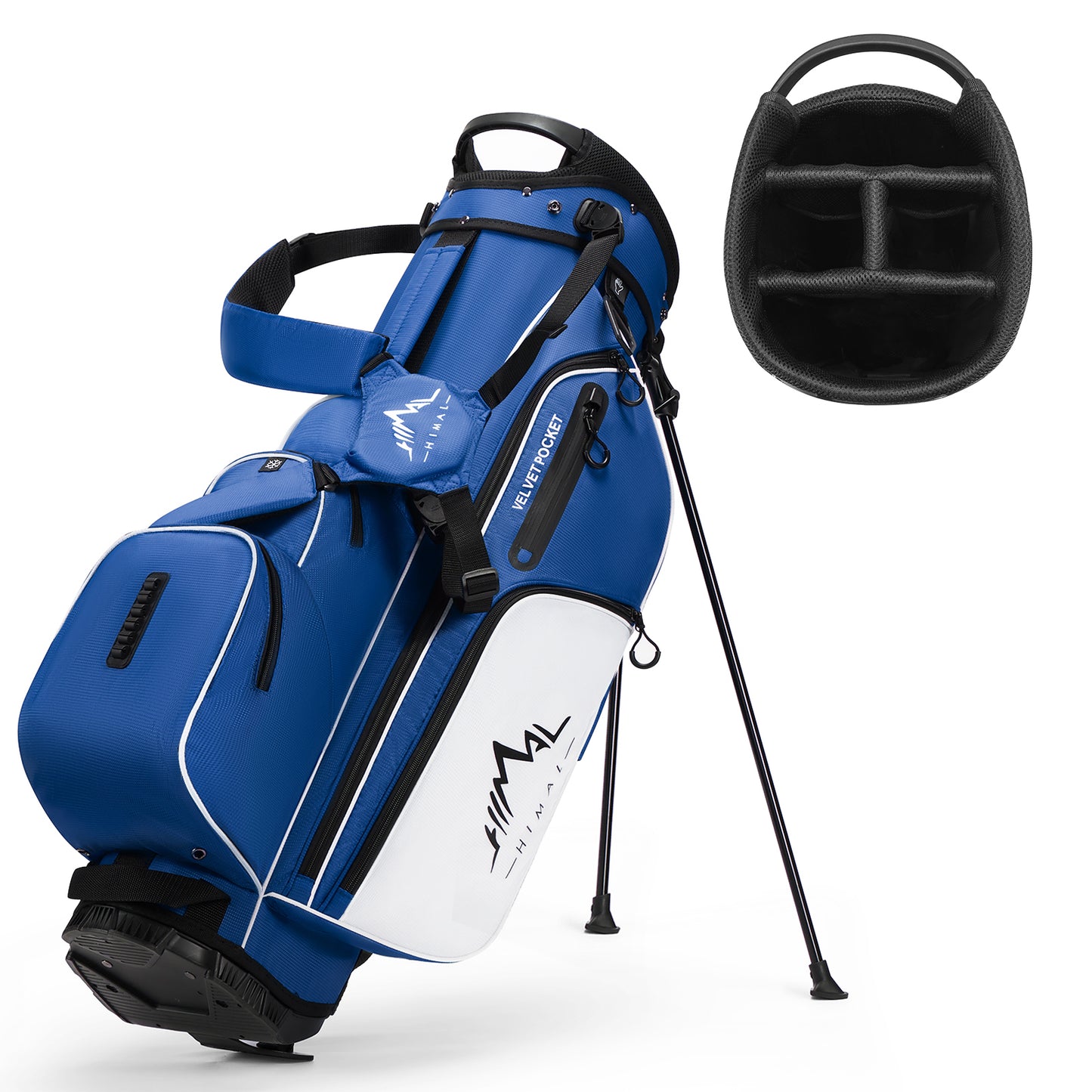 4-Way Full-Length Golf Stand Bag-Royal Blue-White
