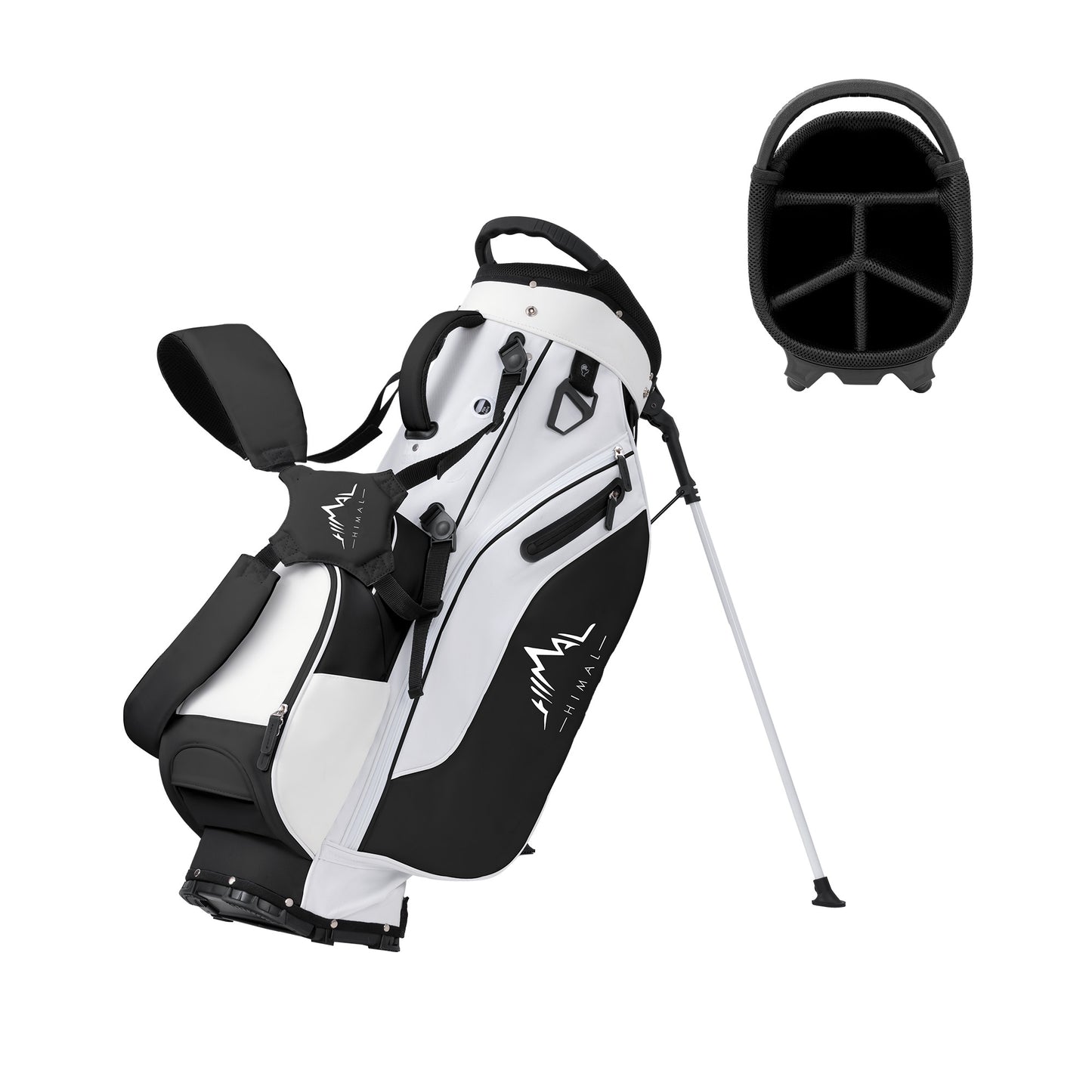5-Way Golf Stand Bag-Classic Black-White