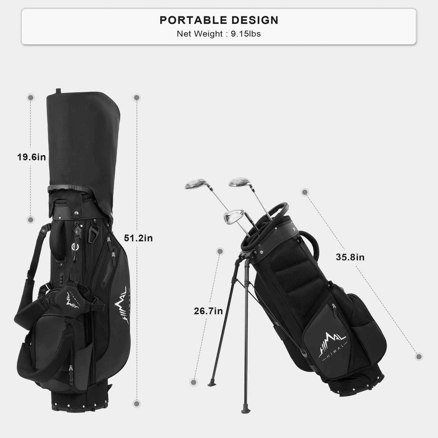 5-Way Golf Stand Bag-Classic Black