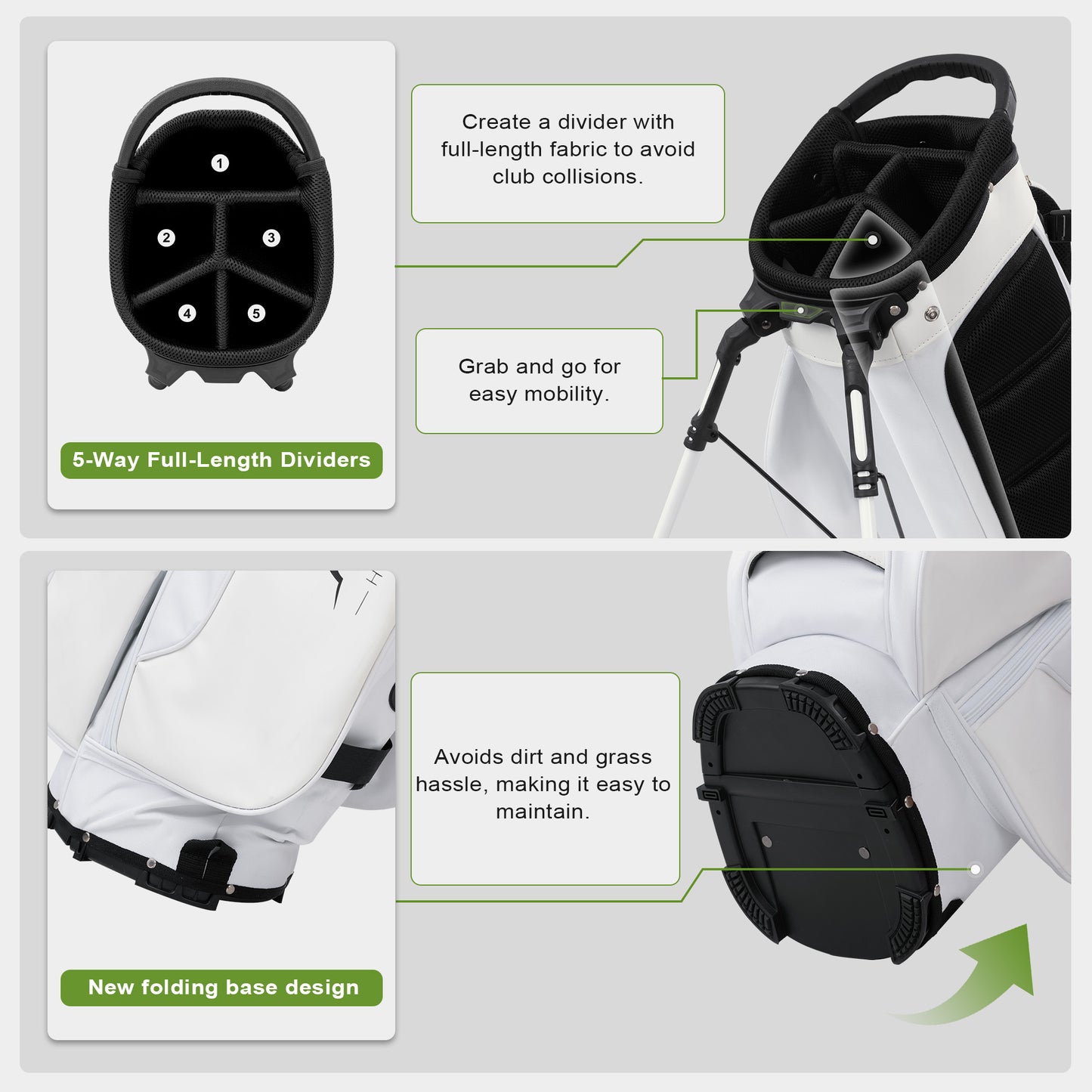 5-Way Golf Stand Bag-Pure White