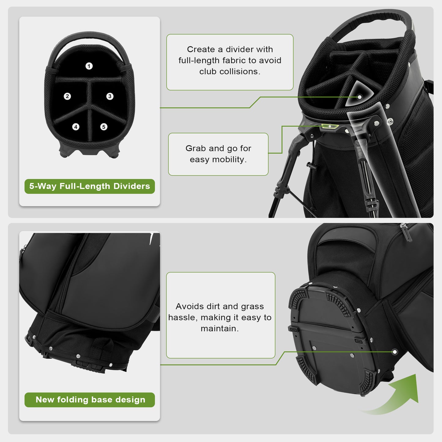 5-Way Golf Stand Bag-Classic Black