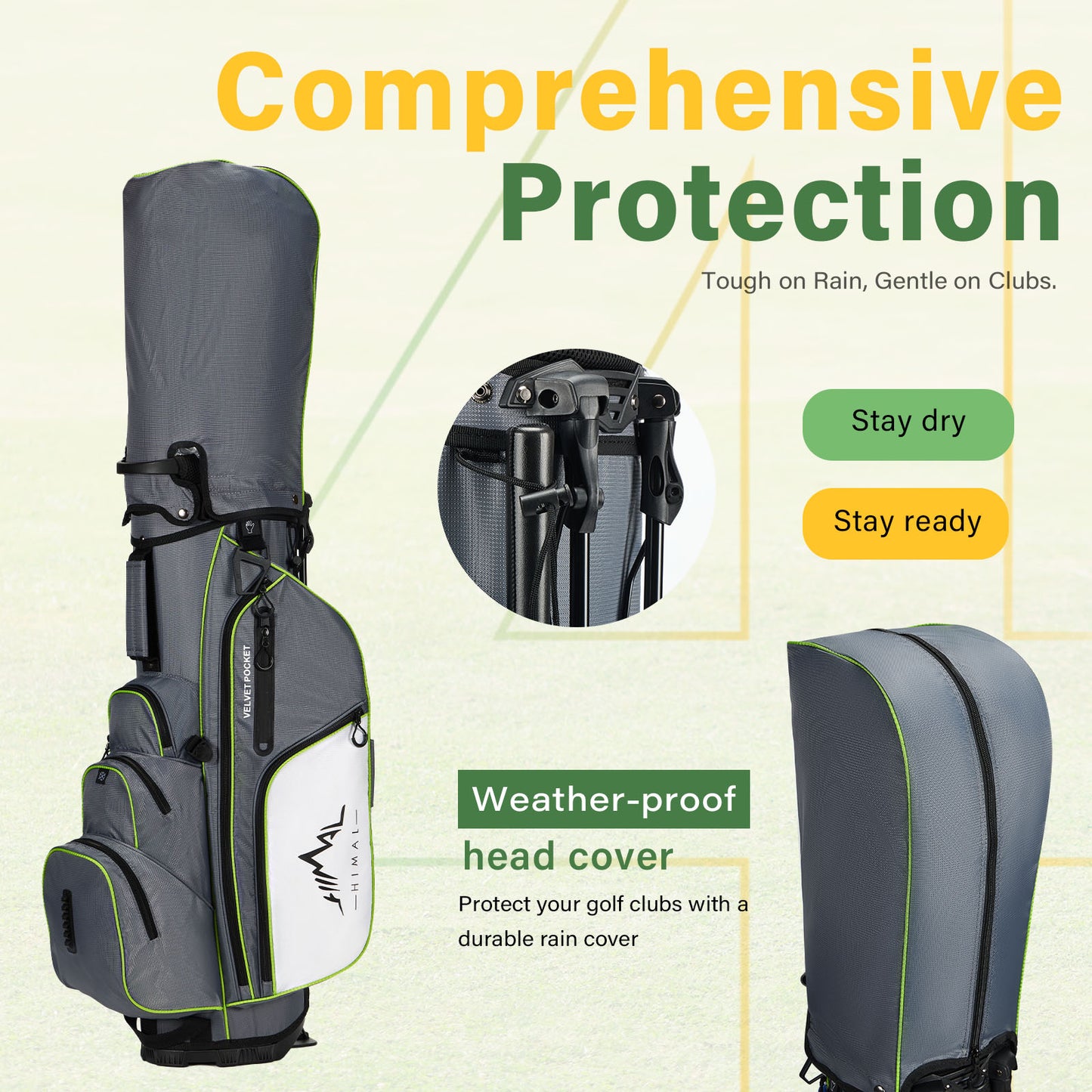 4-Way Full-Length Golf Stand Bag-Steel Gray-White