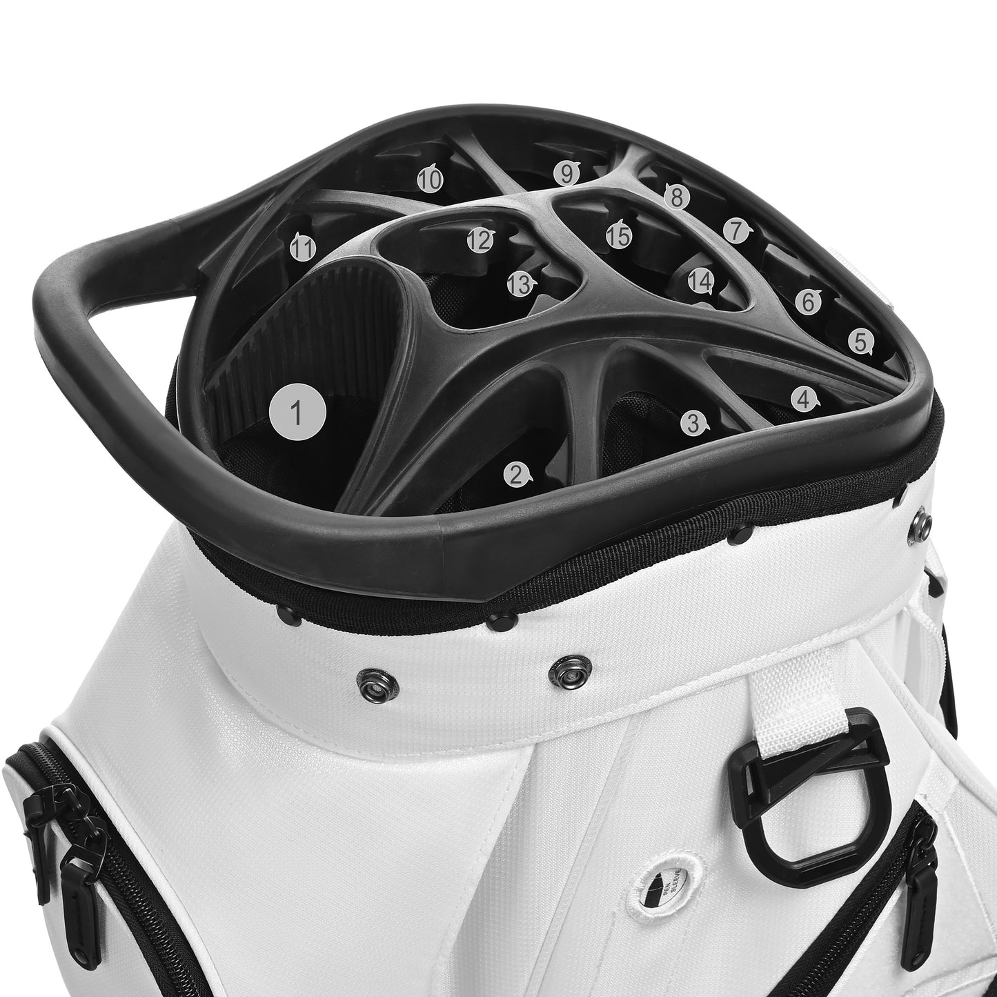 Quiet and Anti-collision 15 Way Golf Cart Bag-White