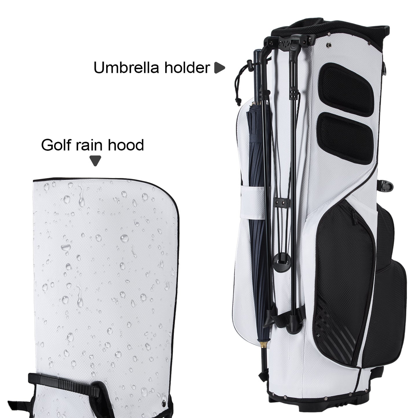 Golf Stand Bag with 8 Way Top Dividers-Black White