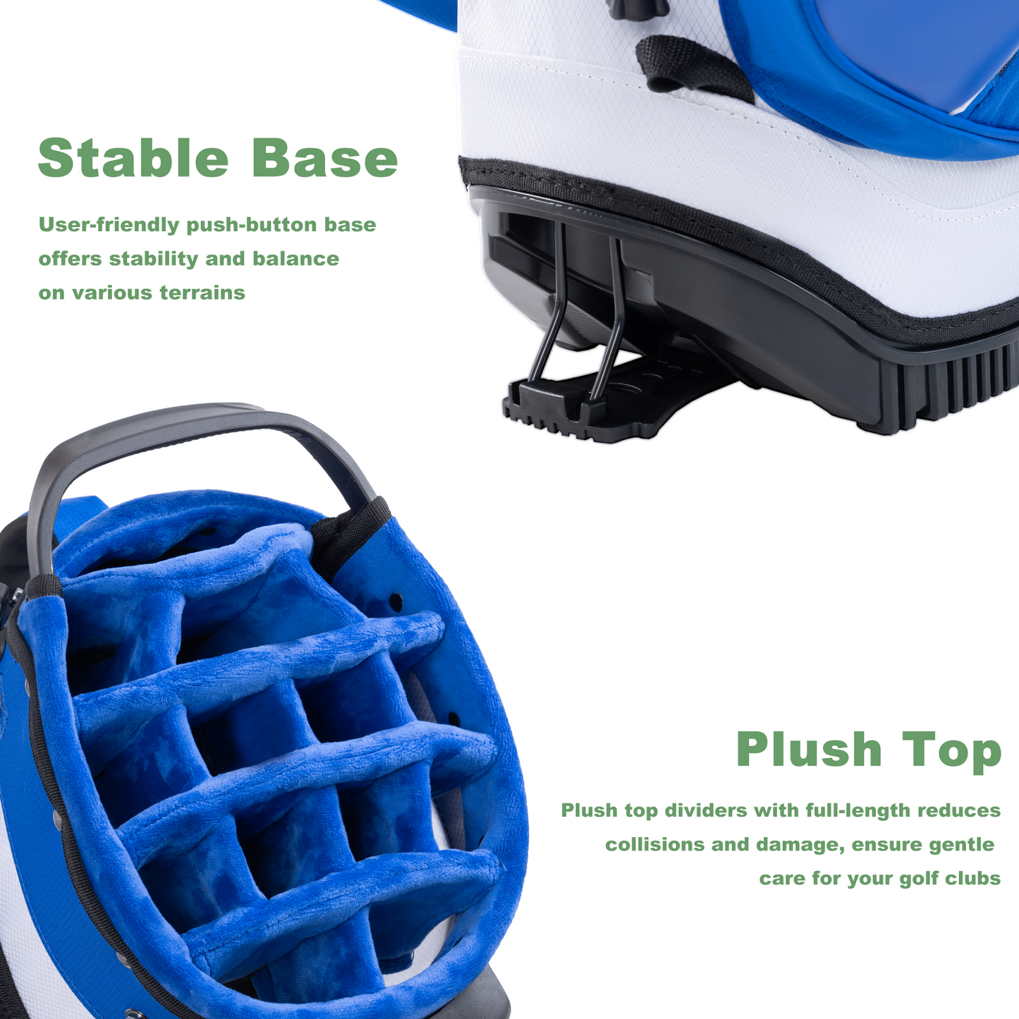 14-Way PU Leather Golf Stand Bag-Royal Blue-White