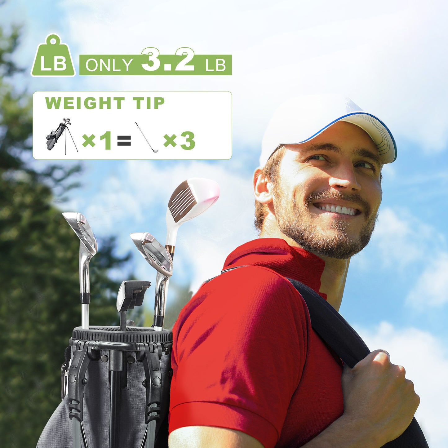 Durable Golf Lightweight Stand Carry Bag-Stone Gray