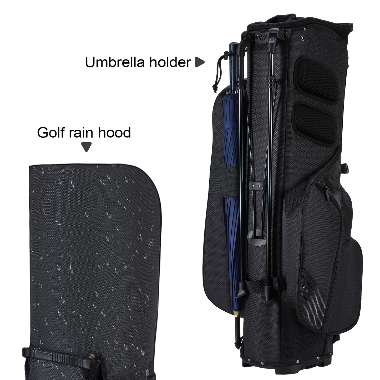 Golf Stand Bag with 8 Way Top Dividers-Charcoal Black