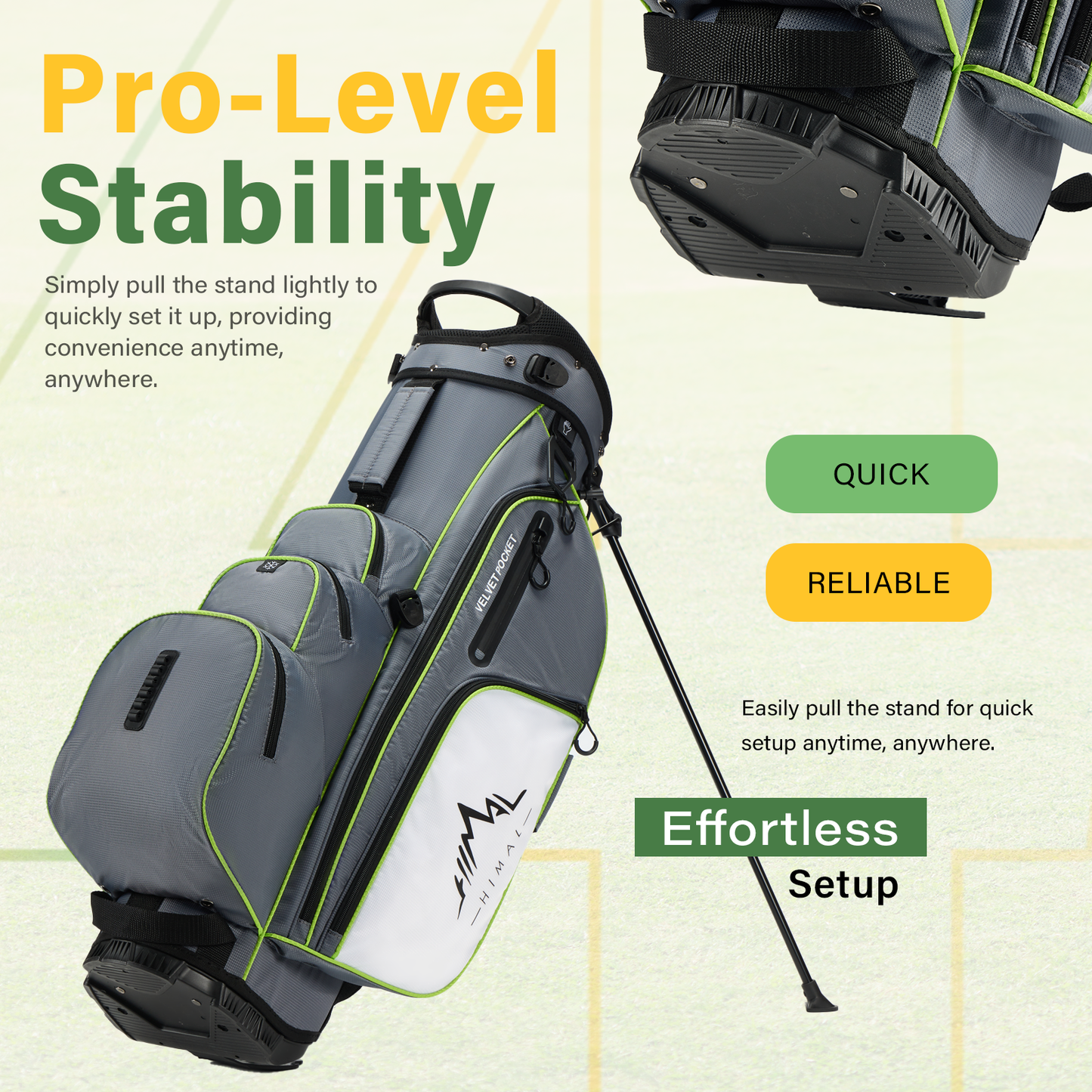 4-Way Full-Length Golf Stand Bag-Steel Gray-White