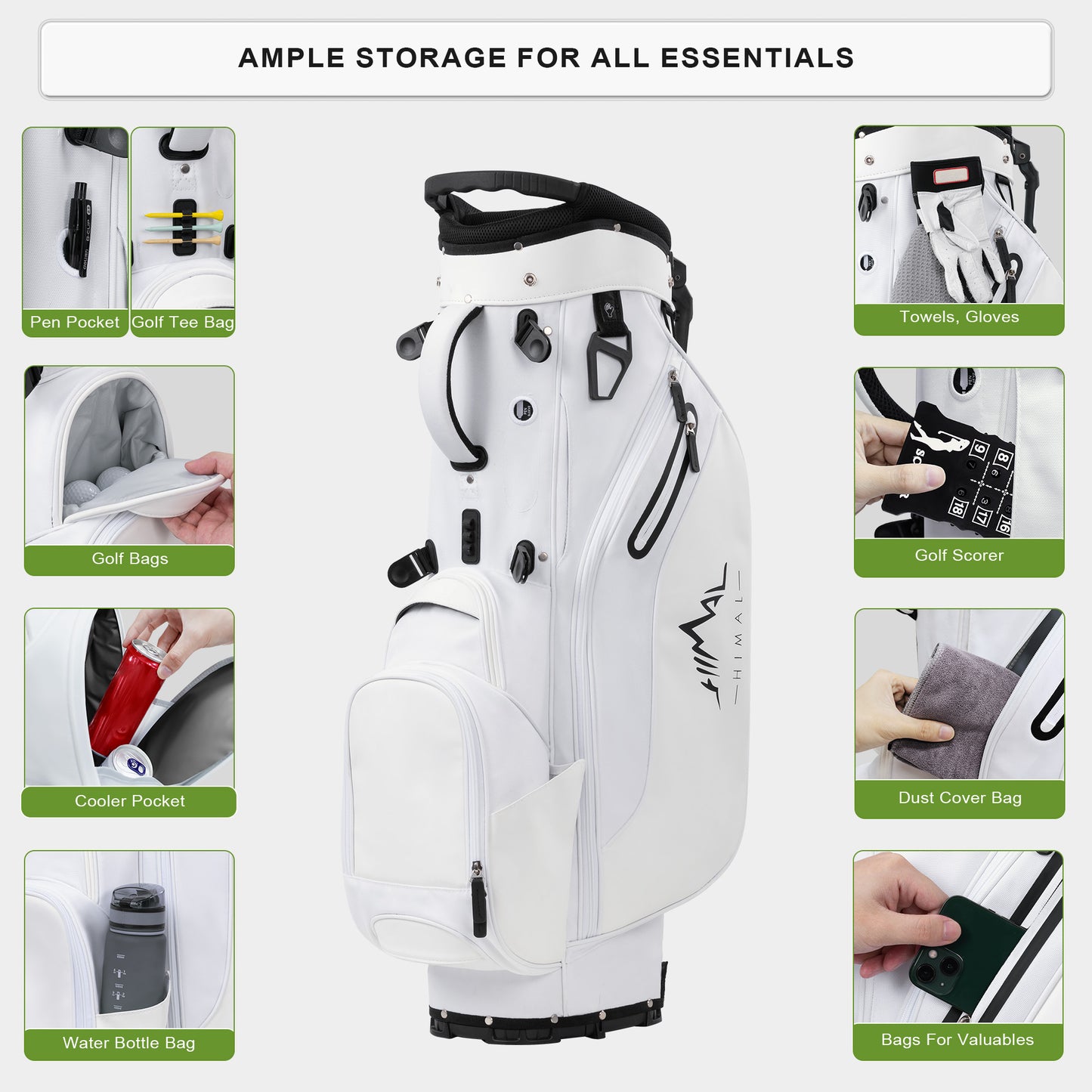 5-Way Golf Stand Bag-Pure White