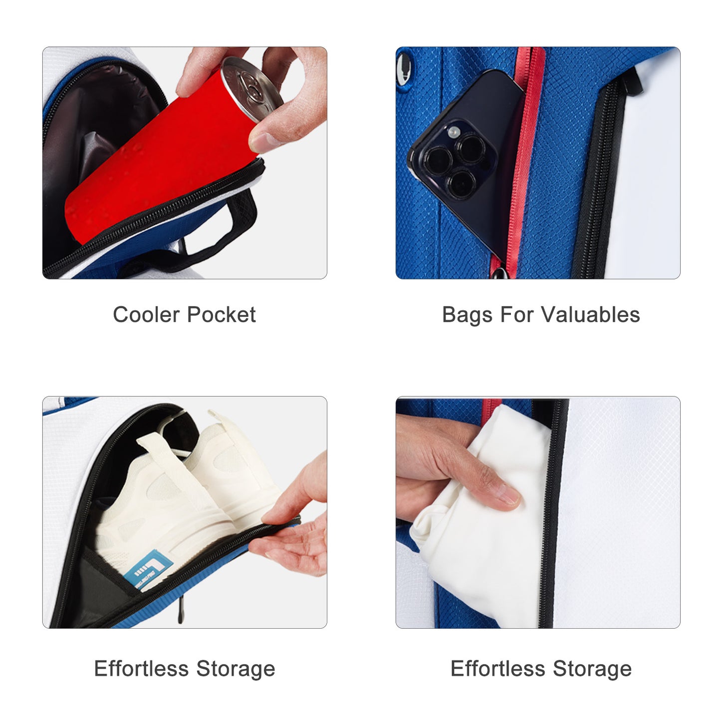 Golf Stand Bag with 8 Way Top Dividers-Blue White