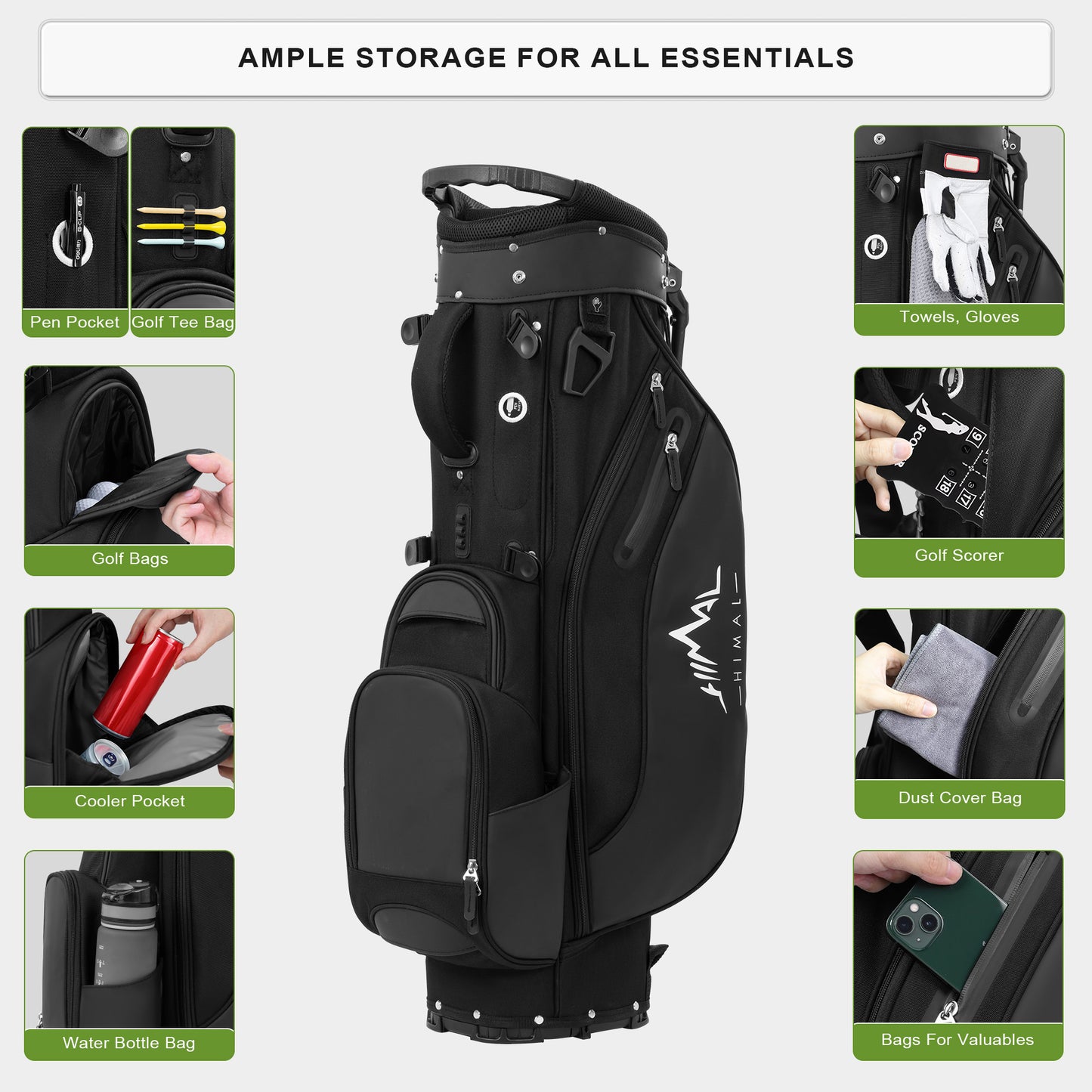 5-Way Golf Stand Bag-Classic Black