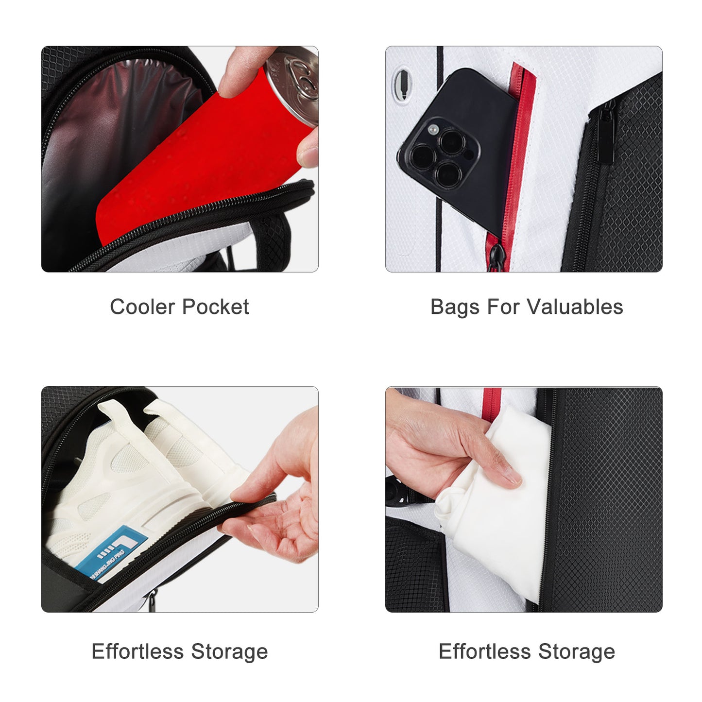 Golf Stand Bag with 8 Way Top Dividers-Black White