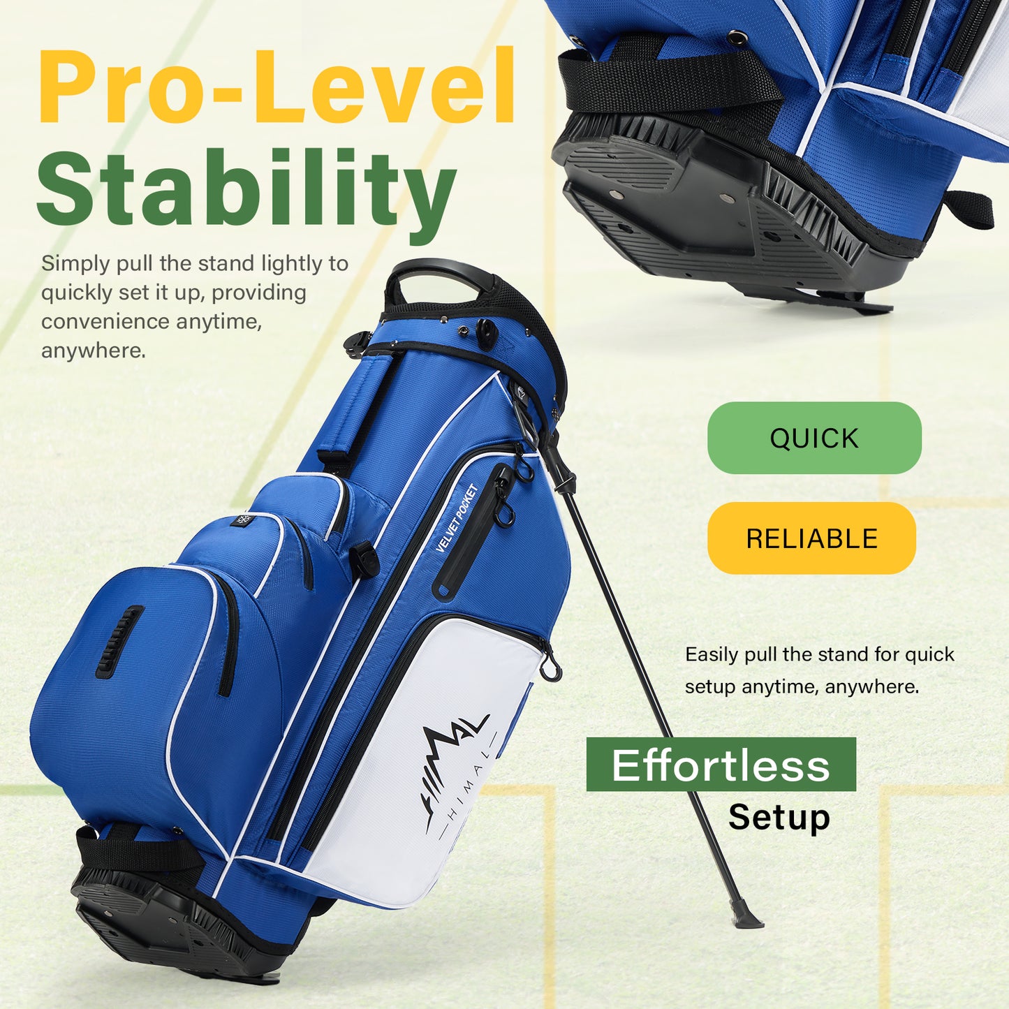 4-Way Full-Length Golf Stand Bag-Royal Blue-White