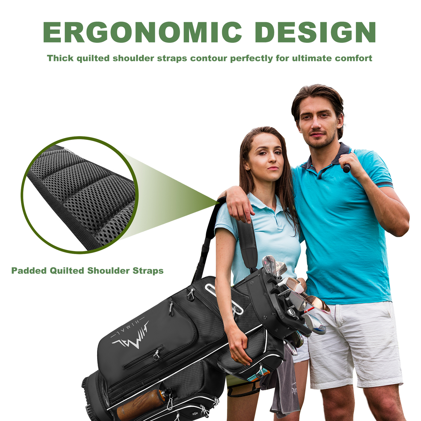 15-Way Full-Length Divider Golf Cart Bag-Black
