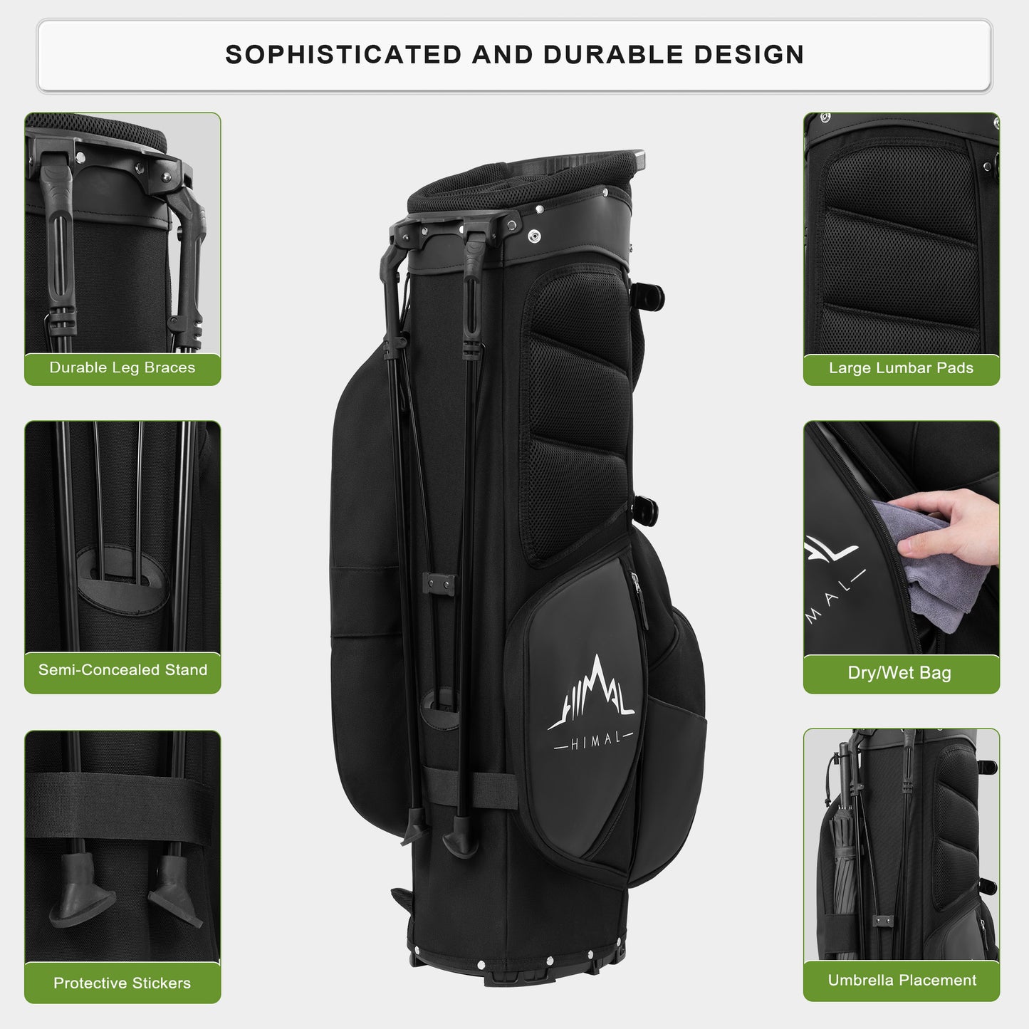 5-Way Golf Stand Bag-Classic Black