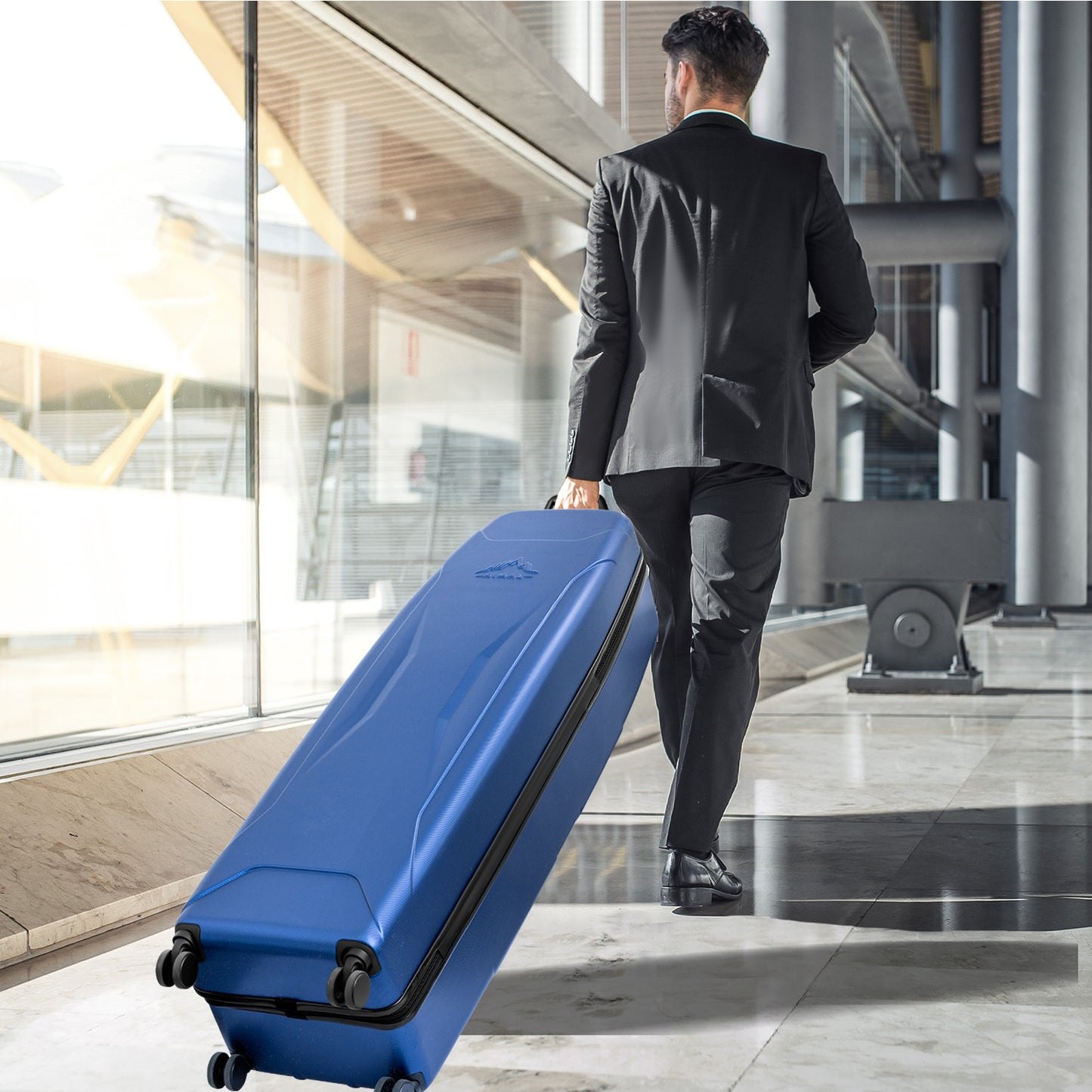 Durable Hard Shell PC Water-Resistant Golf Travel Bag-Blue