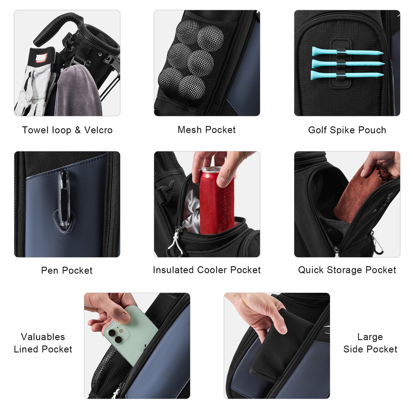 Durable Golf Lightweight Stand Carry Bag-Ink Black