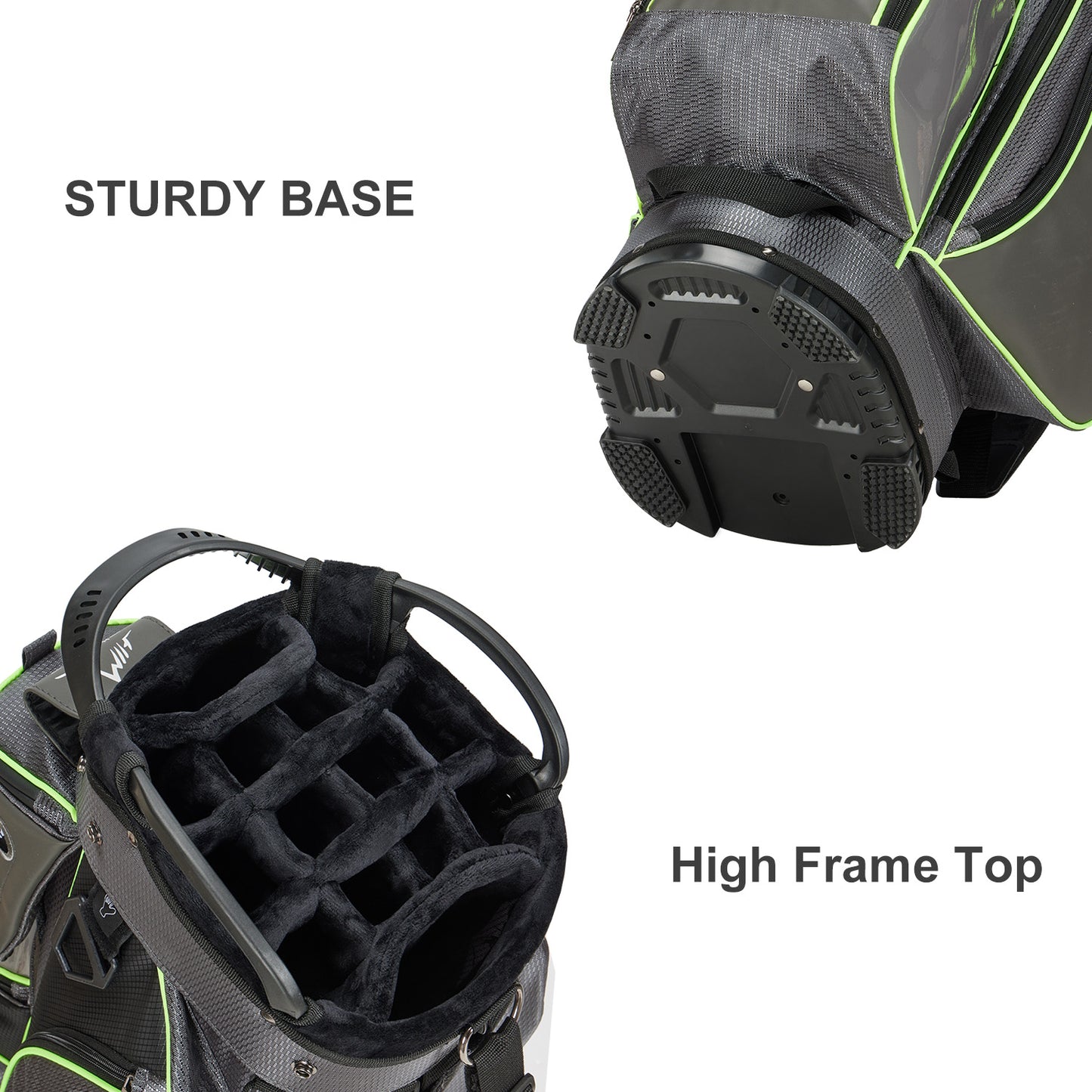 14-Way Golf Cart Bag with Full Length Divider-Grey