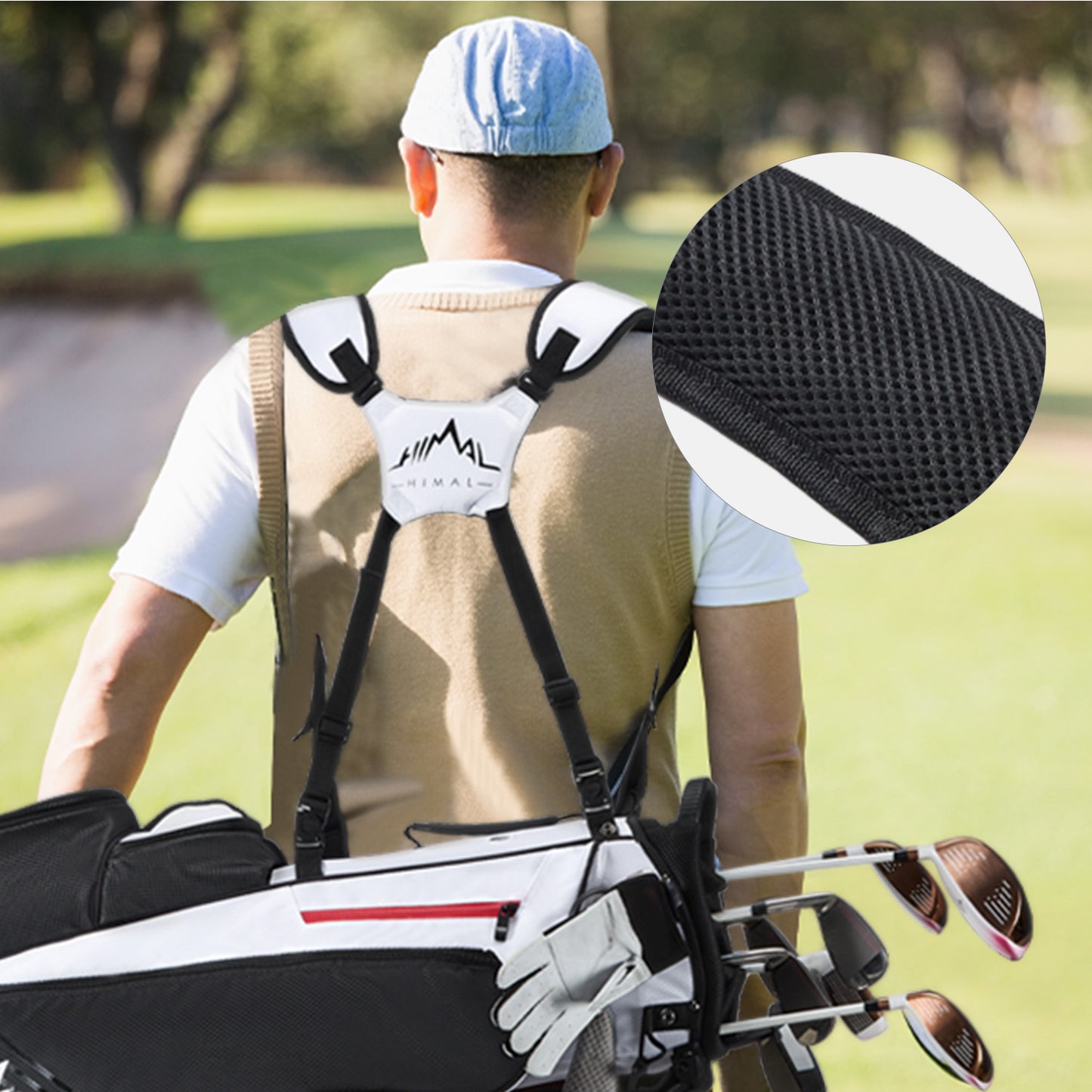 Golf Stand Bag with 8 Way Top Dividers-Black White