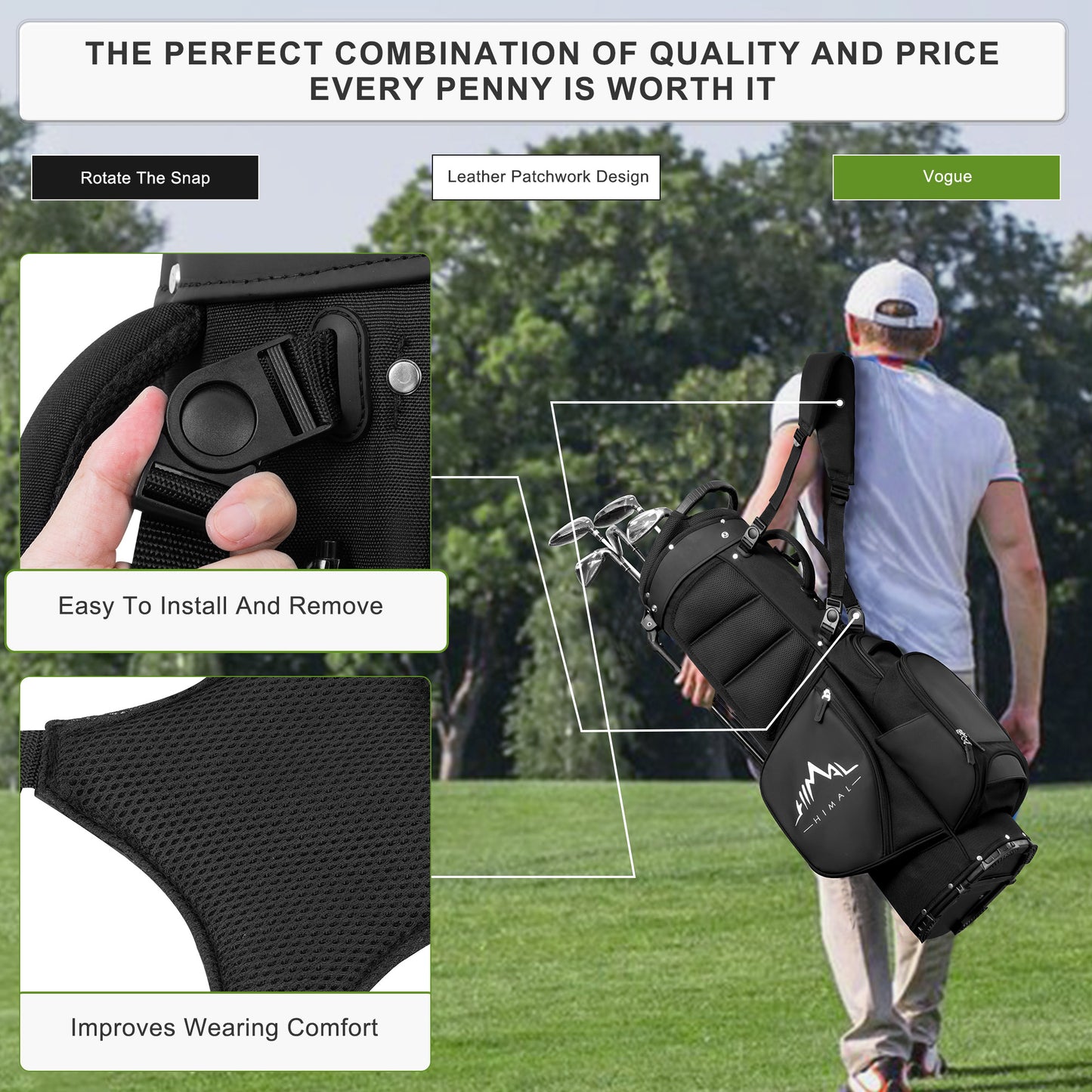 5-Way Golf Stand Bag-Classic Black