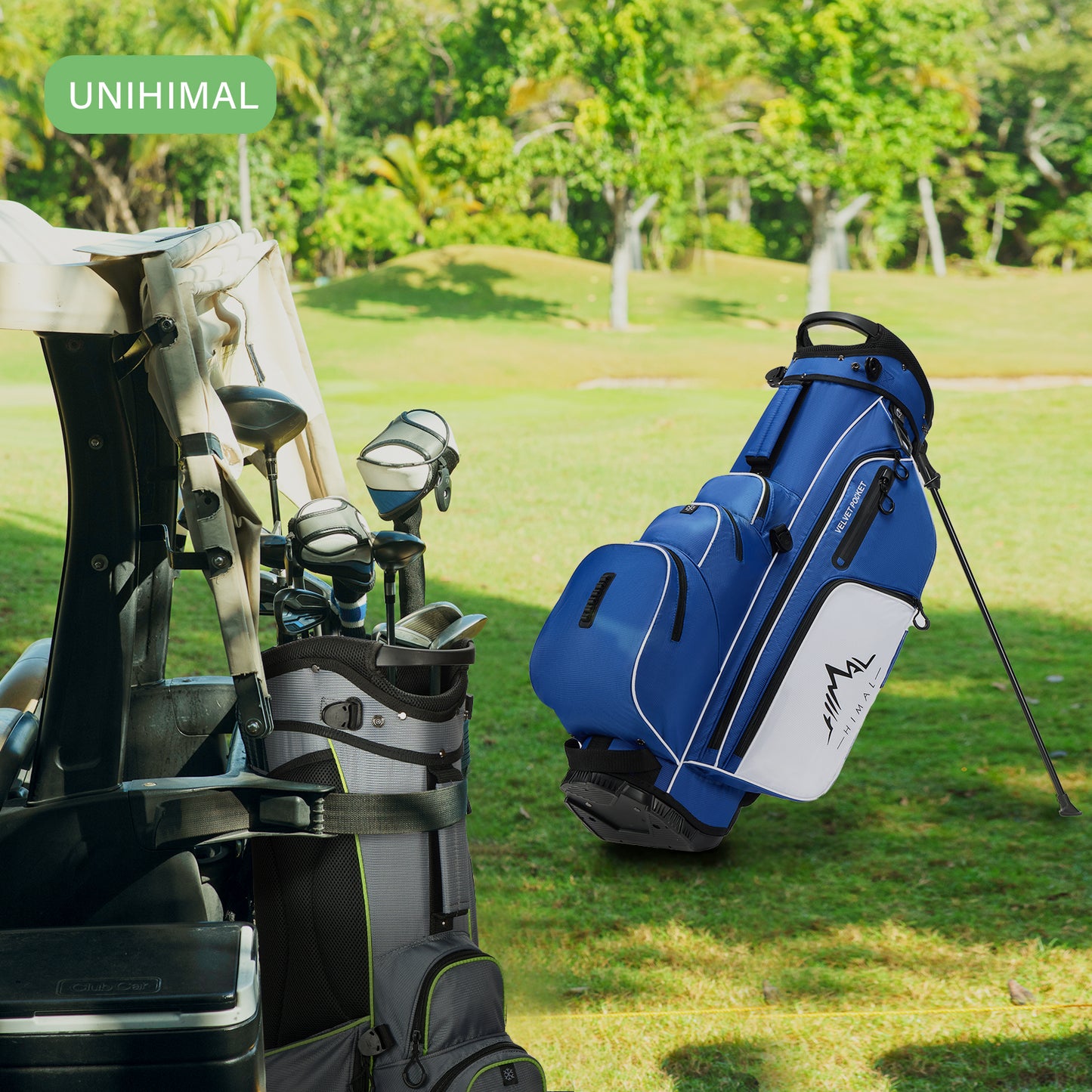 4-Way Full-Length Golf Stand Bag-Royal Blue-White