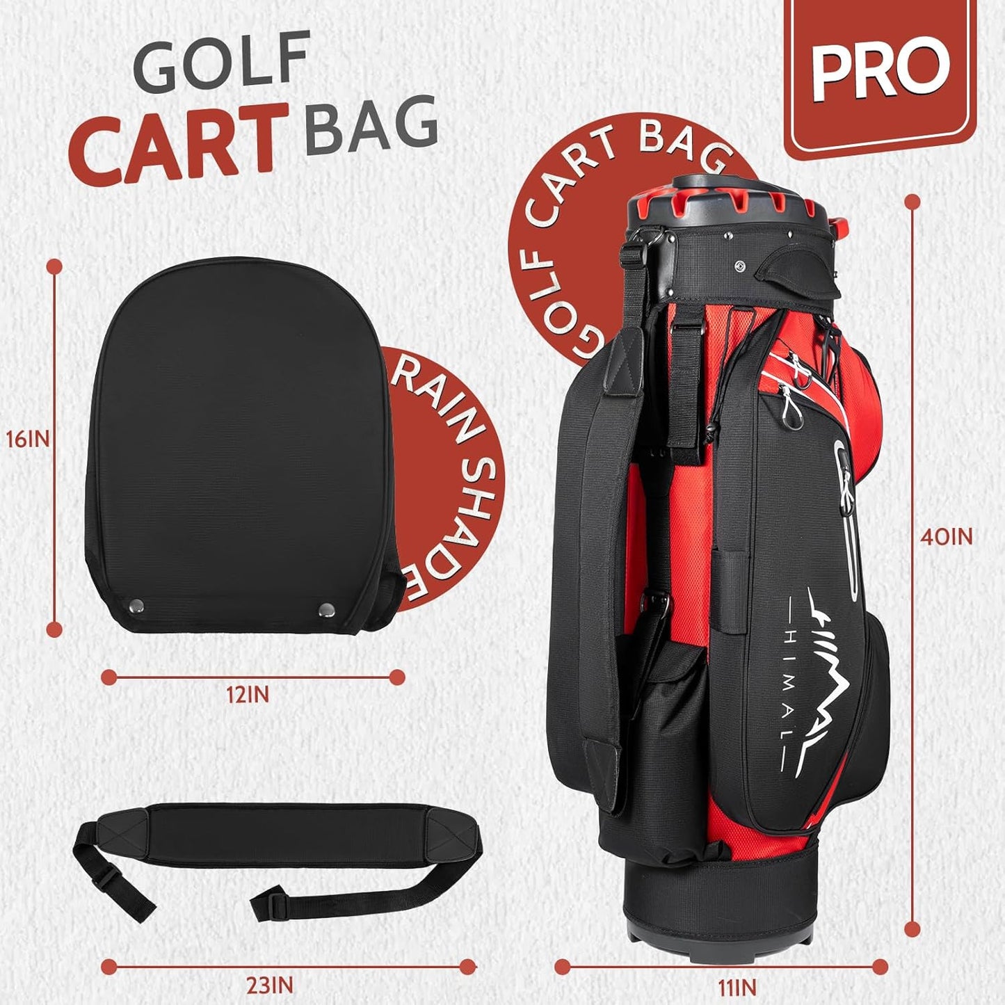 14-Way Golf Cart Bag Pro-Red