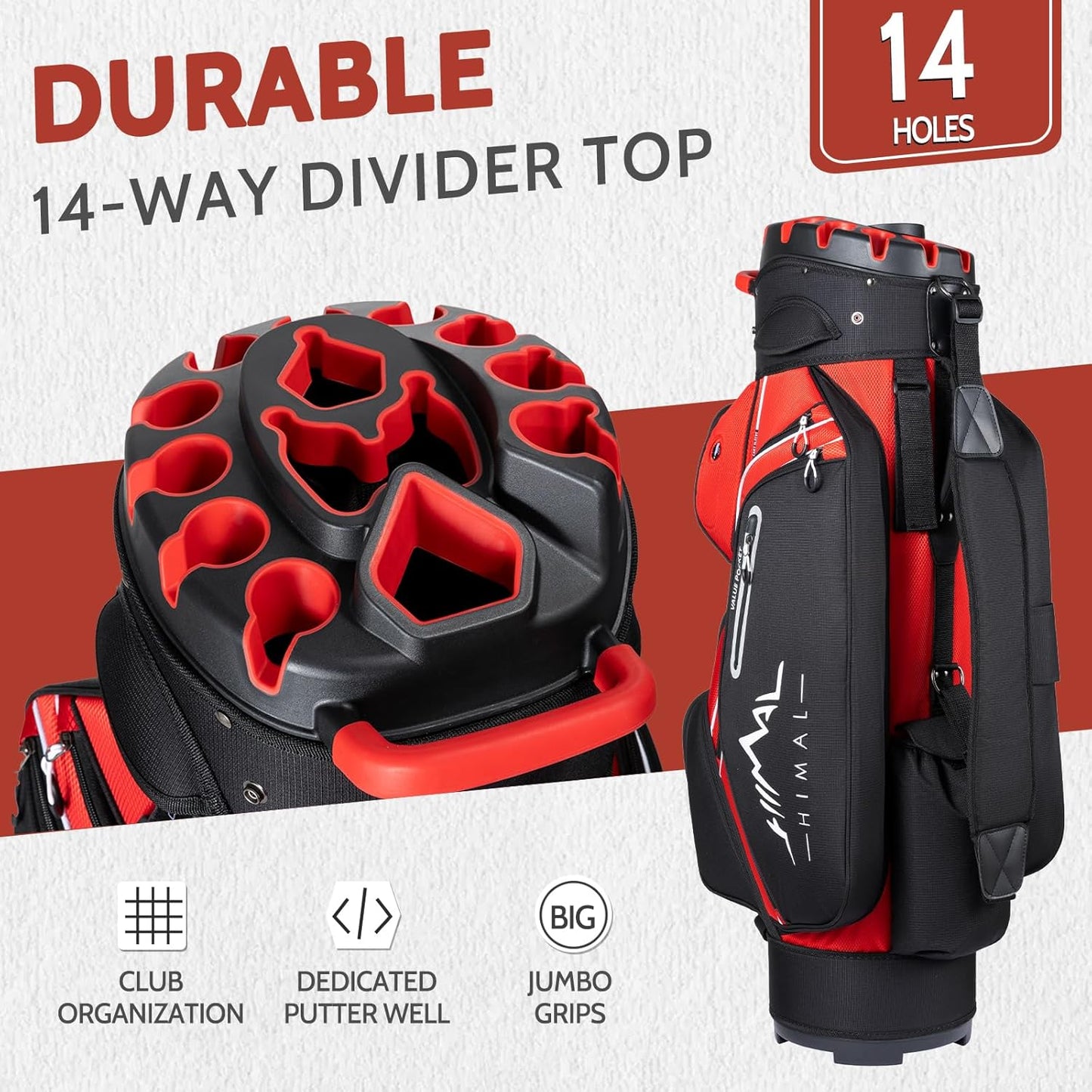 14-Way Golf Cart Bag Pro-Red