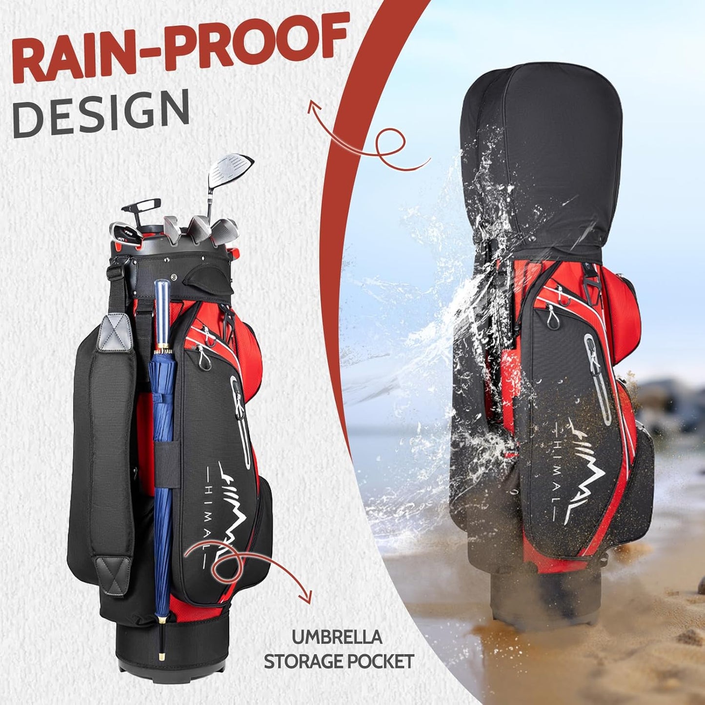 14-Way Golf Cart Bag Pro-Red