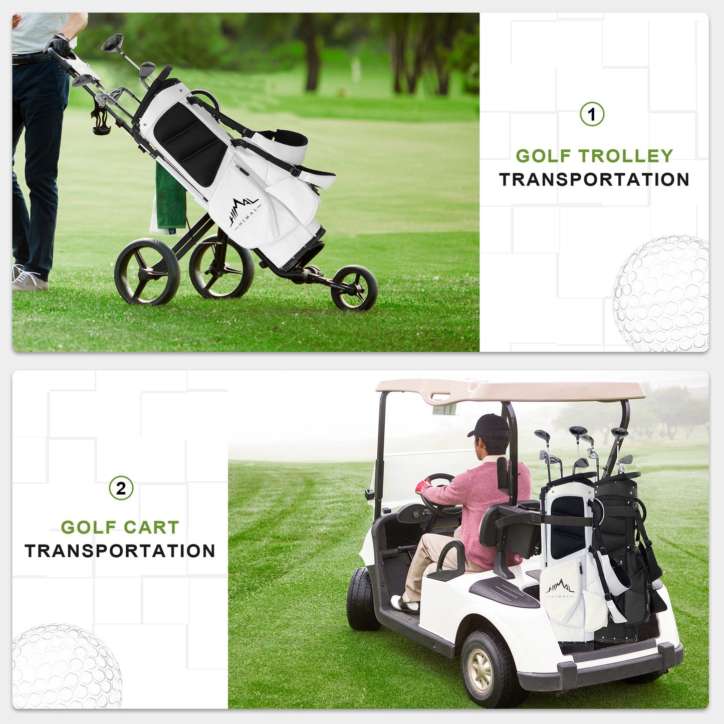 5-Way Golf Stand Bag-Pure White