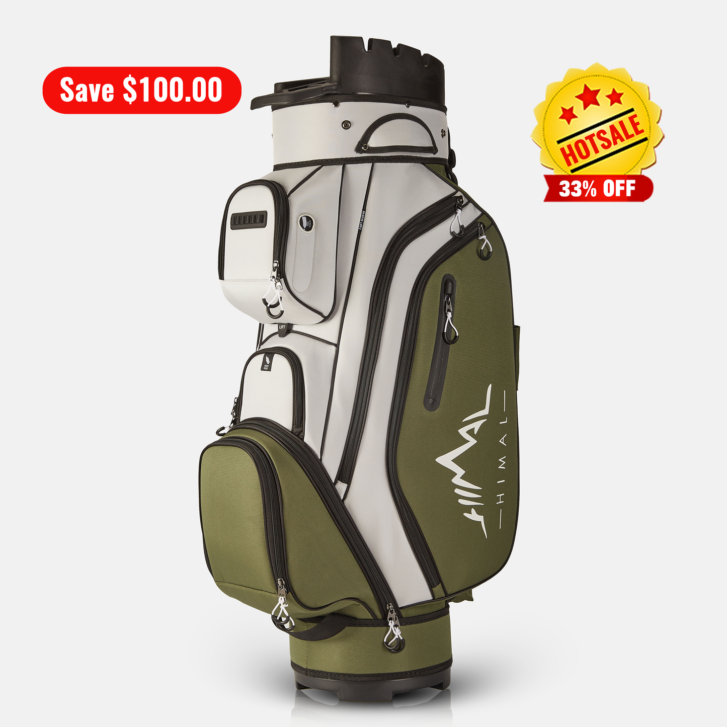 14-Way Golf Cart Bag Pro-Gray Green