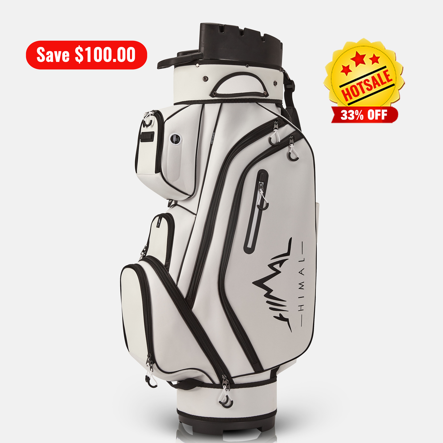 14-Way Golf Cart Bag Pro-Black White