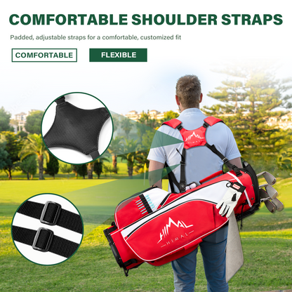 4-Way Golf Stand Bag-Bright Red-White