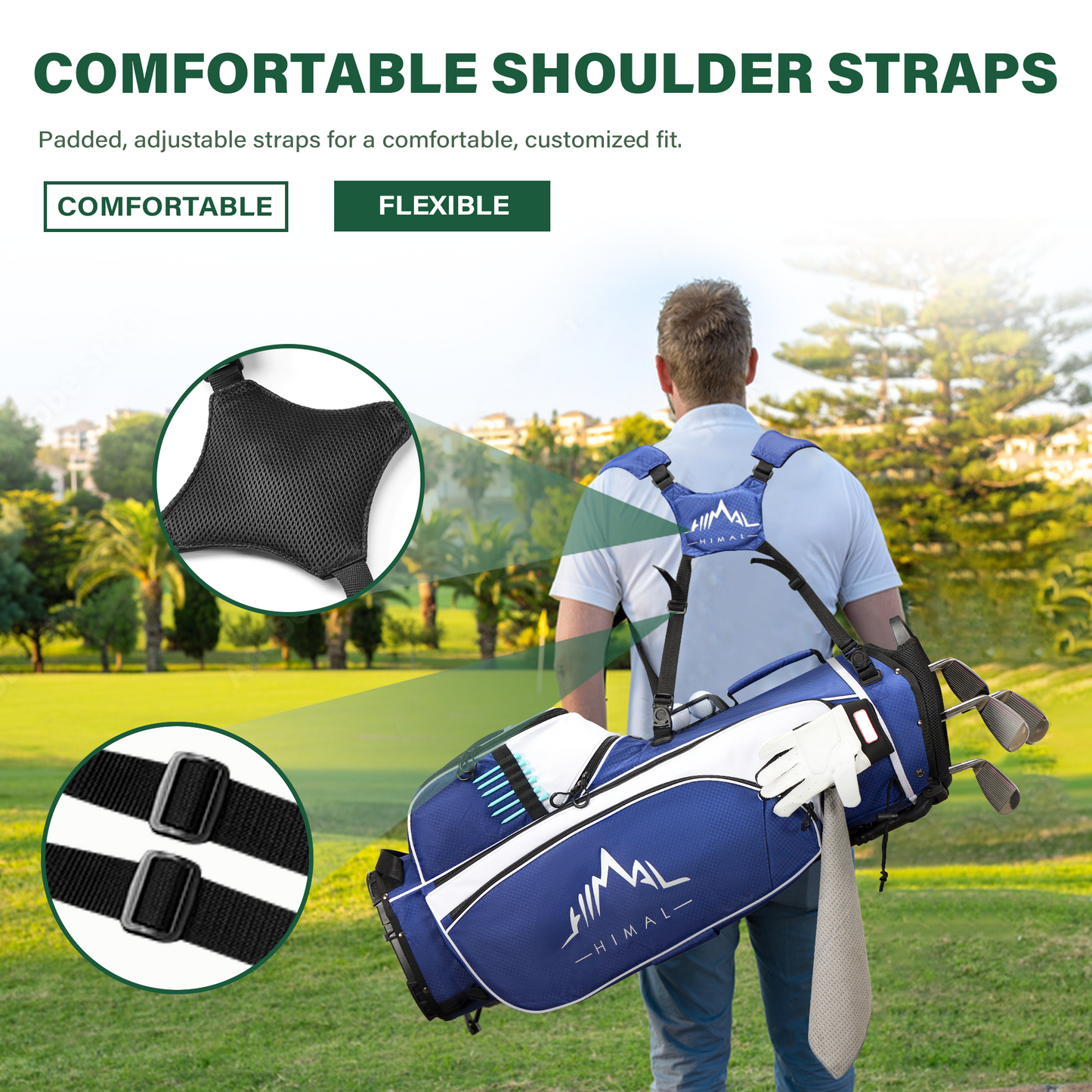 4-Way Golf Stand Bag-Royal Blue-White