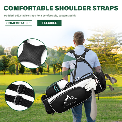 4-Way Golf Stand Bag-Pure Black-White