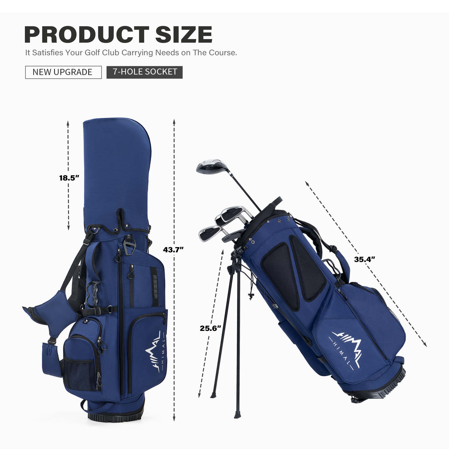 Golf Stand Bag with 7 Way Top Dividers-Blue