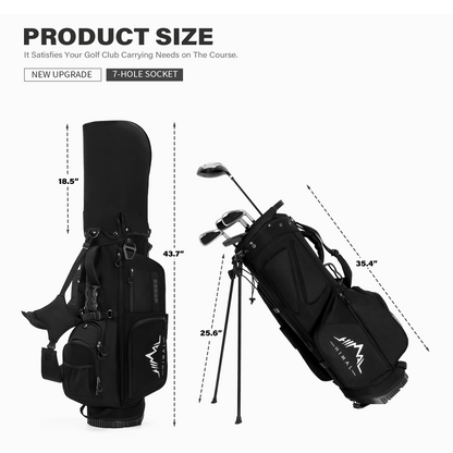 Golf Stand Bag with 7 Way Top Dividers-Black