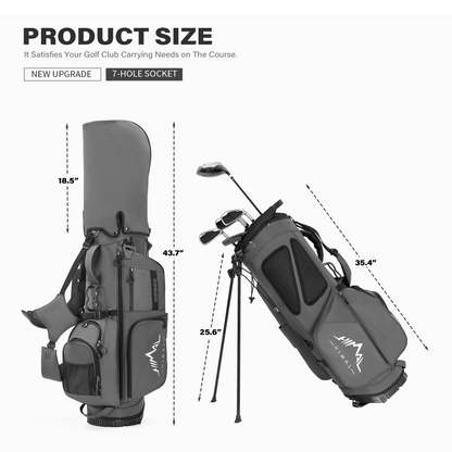 Golf Stand Bag with 7 Way Top Dividers-Grey