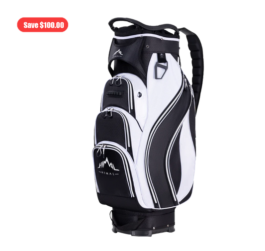 Golf Cart Bag with 14-Way Divider Top-Black-White