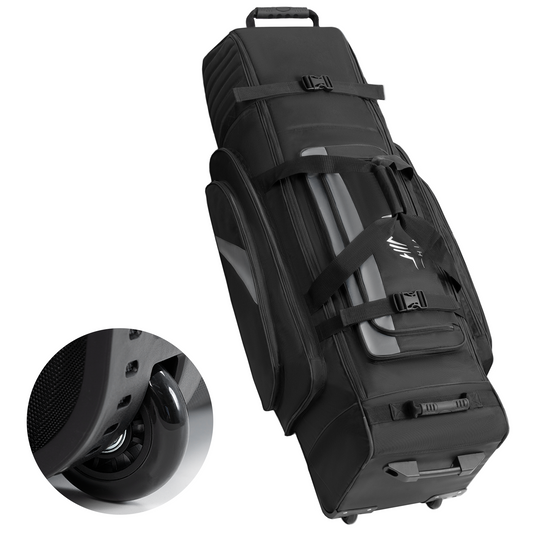 Soft-Sided Golf Travel Bag Cover with Wheels-Deep Black