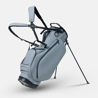 14 Way Premium Leather Golf Stand Club Bag-Grey