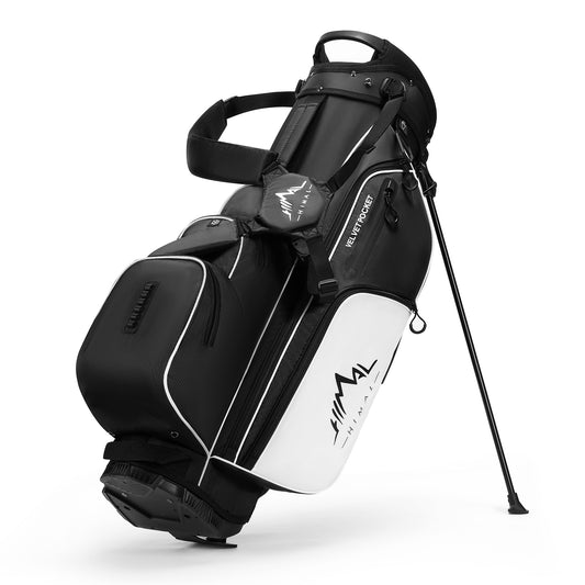 4-Way Full-Length Golf Stand Bag-Pure Black-White