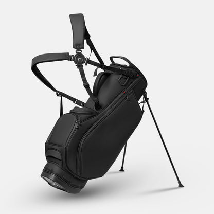14 Way Premium Leather Golf Stand Club Bag-Black