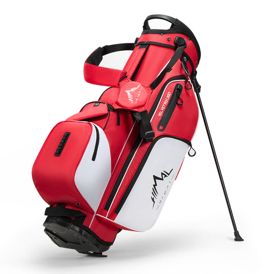 4-Way Full-Length Golf Stand Bag-Bright Red-White