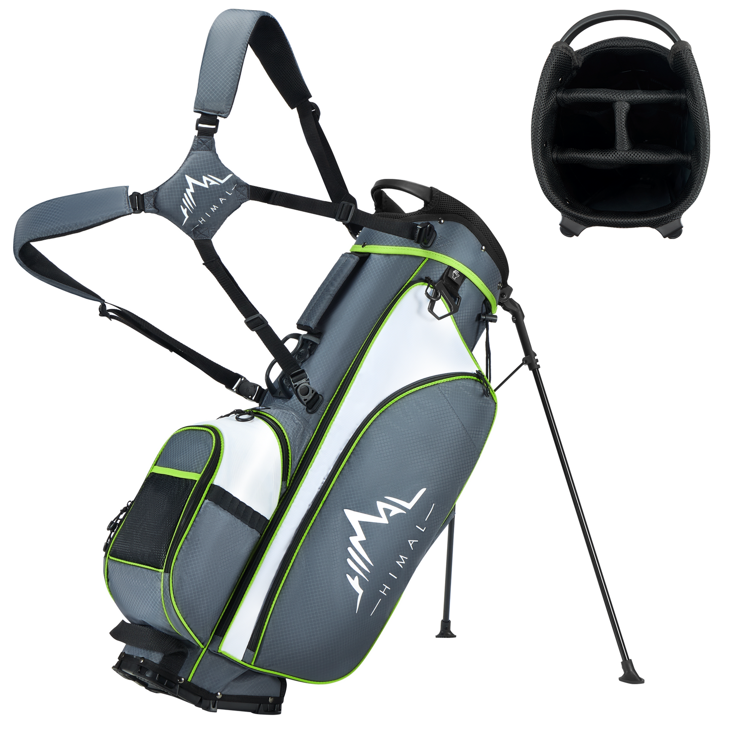 4-Way Golf Stand Bag-Steel Gray-White