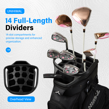 14-Way Full Length Premium Golf Cart Bag-Classic Black