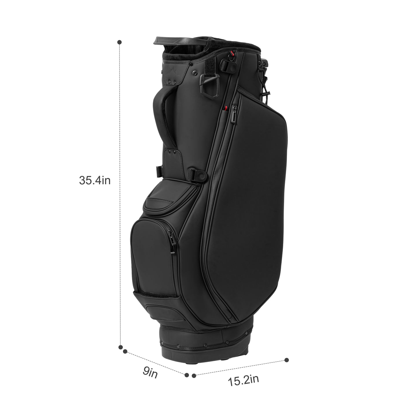 14 Way Premium Leather Golf Stand Club Bag-Black