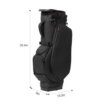 14 Way Premium Leather Golf Stand Club Bag-Black