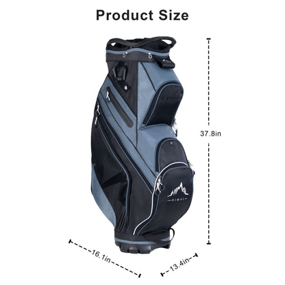 14-Way Golf Cart Bag with Organizer Divider-Black-Foggy Blue